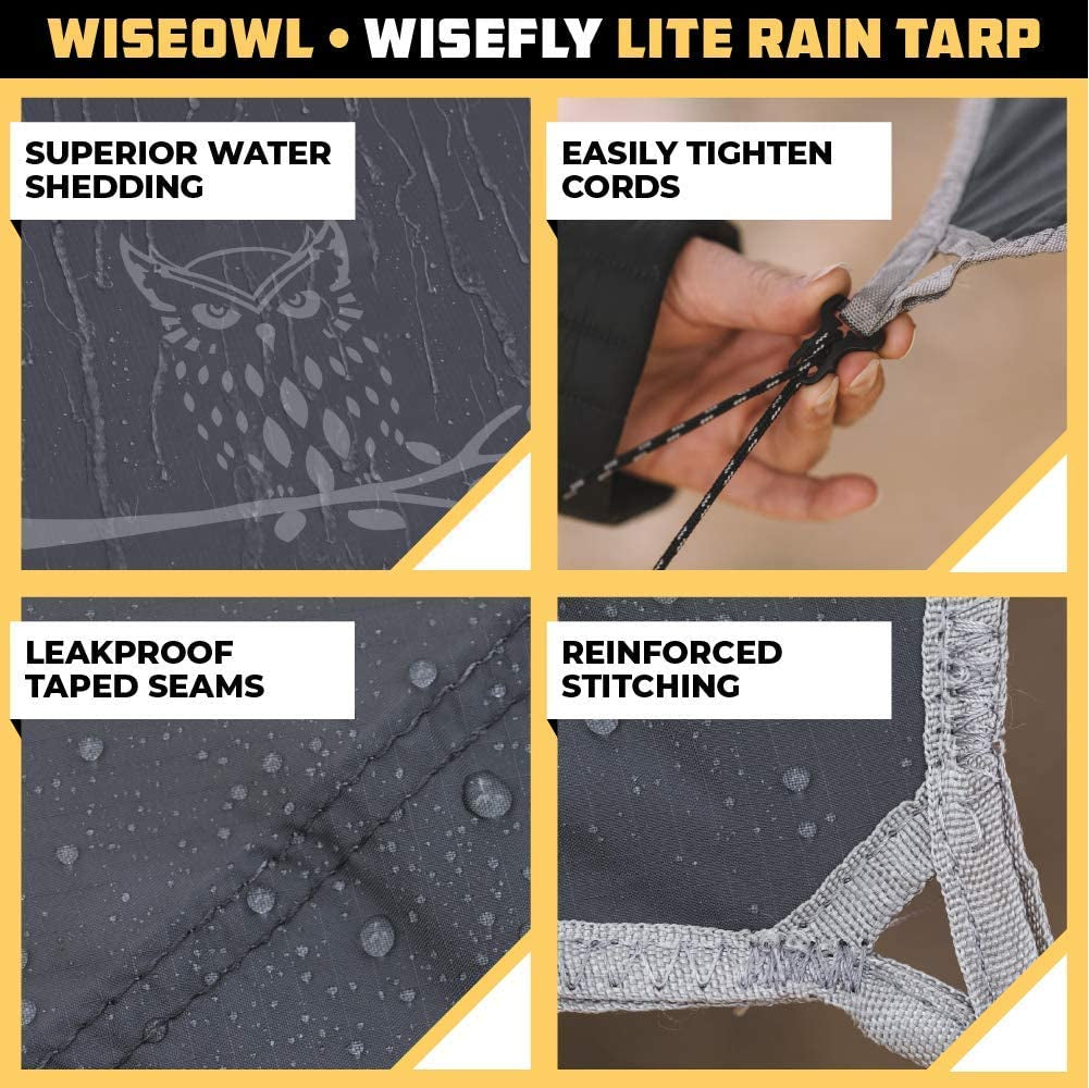 Hammock Tarp, Hammock Tent - Rain Tarp for Camping Hammock - Camping Gear Must Haves W/Easy Set up Including Tent Stakes and Carry Bag