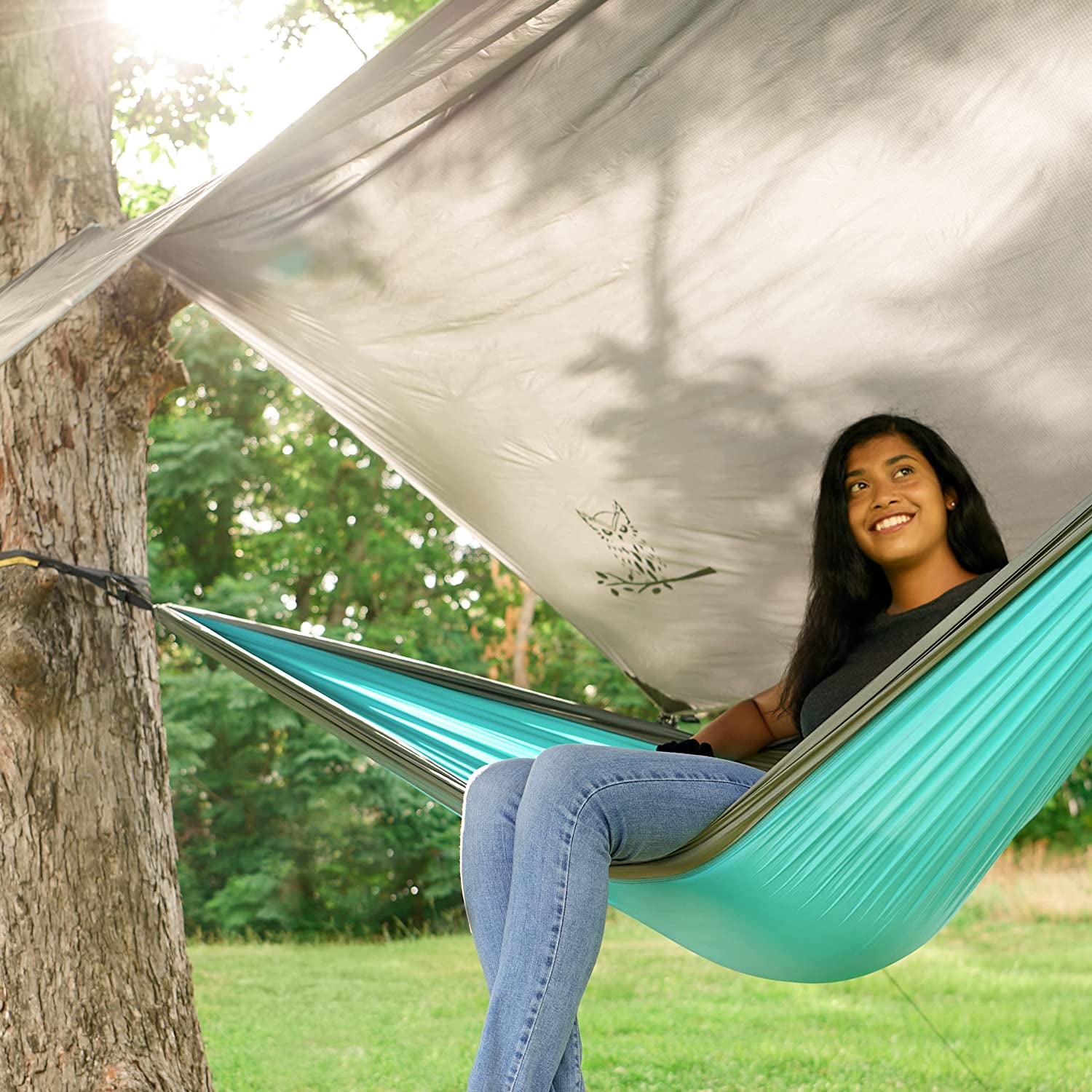 Hammock Tarp, Hammock Tent - Rain Tarp for Camping Hammock - Camping Gear Must Haves W/Easy Set up Including Tent Stakes and Carry Bag