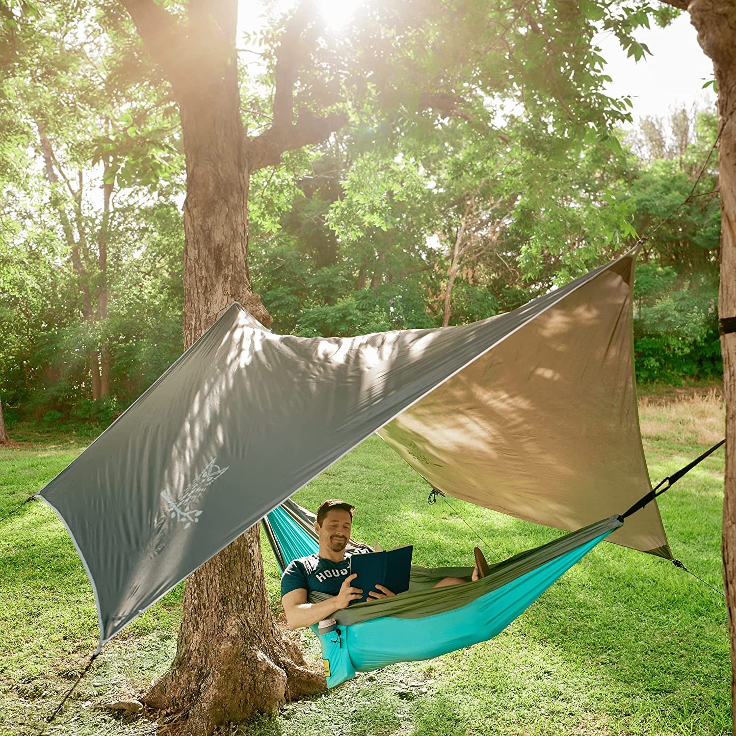 Hammock Tarp, Hammock Tent - Rain Tarp for Camping Hammock - Camping Gear Must Haves W/Easy Set up Including Tent Stakes and Carry Bag