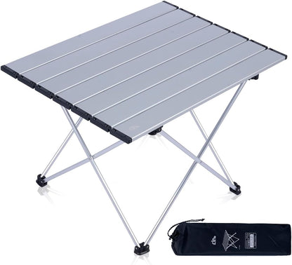 Ultralight Compact Camping Folding Table with Carry Bag (Silver - L)