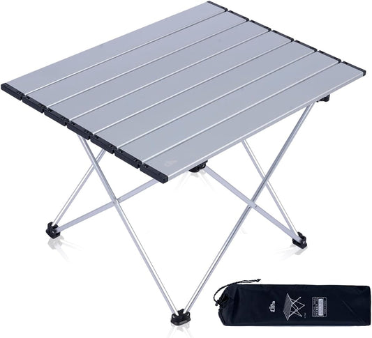Ultralight Compact Camping Folding Table with Carry Bag (Silver - L)