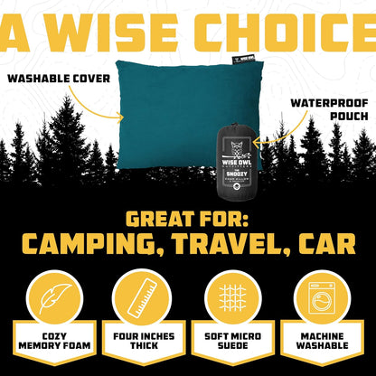 Camping Pillow - Camping Essentials and Travel Pillow for Airplanes, Camping, and Travel - Memory Foam Washable Pillow - Small/Medium