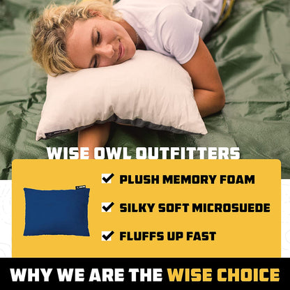 Camping Pillow - Camping Essentials and Travel Pillow for Airplanes, Camping, and Travel - Memory Foam Washable Pillow - Small/Medium