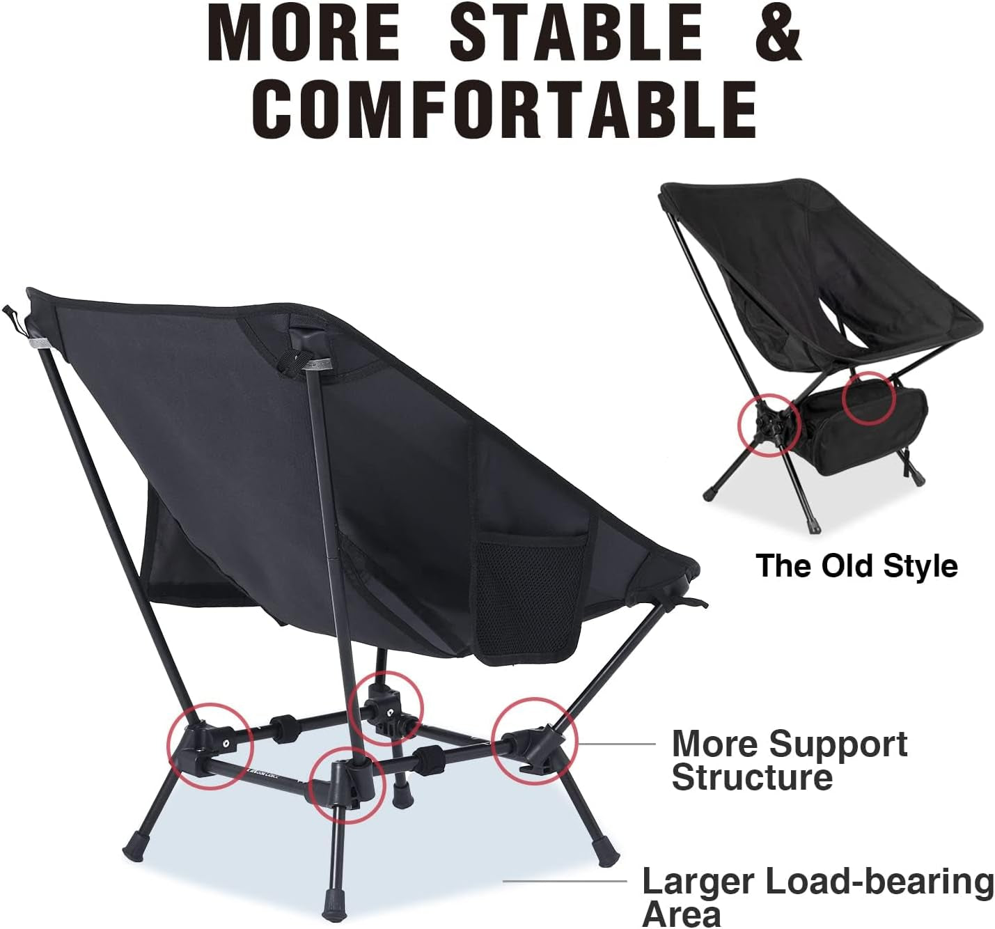 Camping Chairs, Compact Backpacking Chair Small Folding Chair Lawn Chair with Side Pockets Portable Lightweight for Hiking & Beach & Fishing