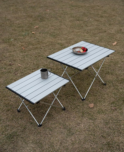 Ultralight Compact Camping Folding Table with Carry Bag (Silver - L)