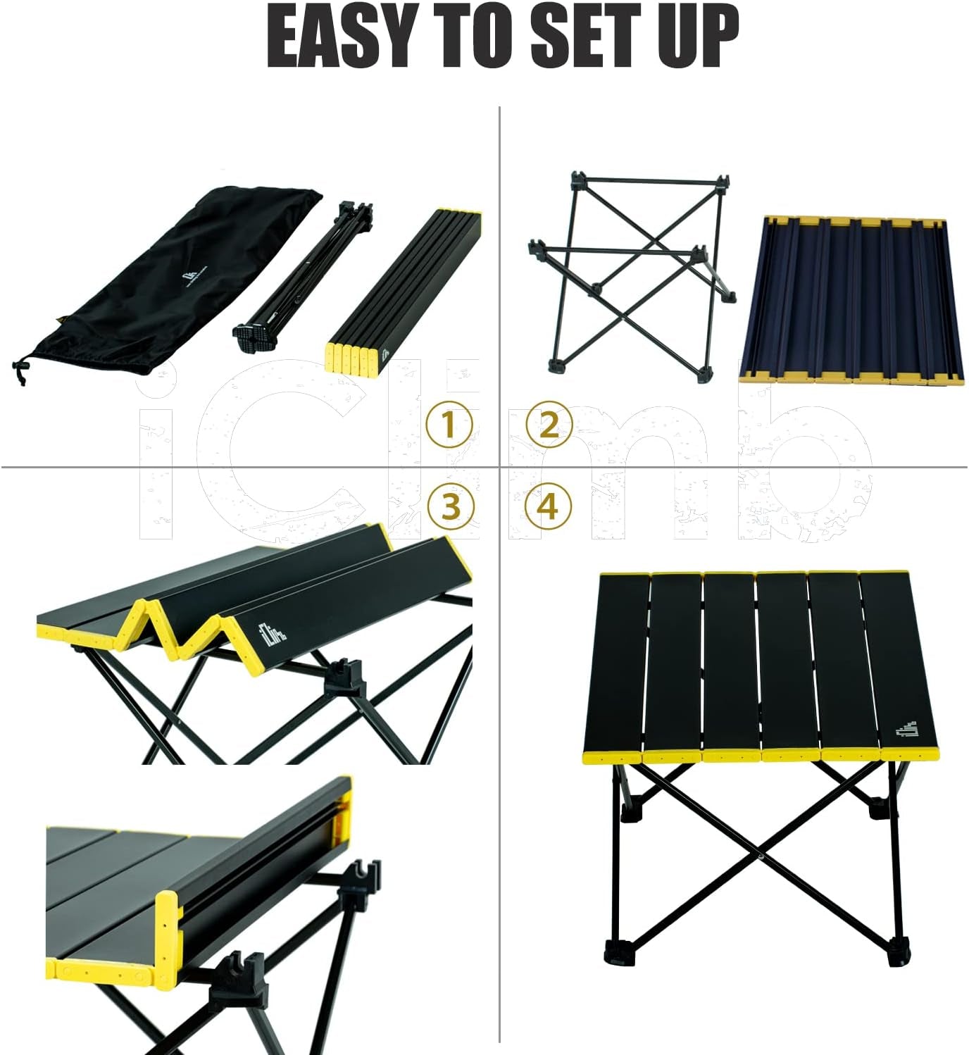 Ultralight Compact Camping Folding Table with Carry Bag (Black - S)