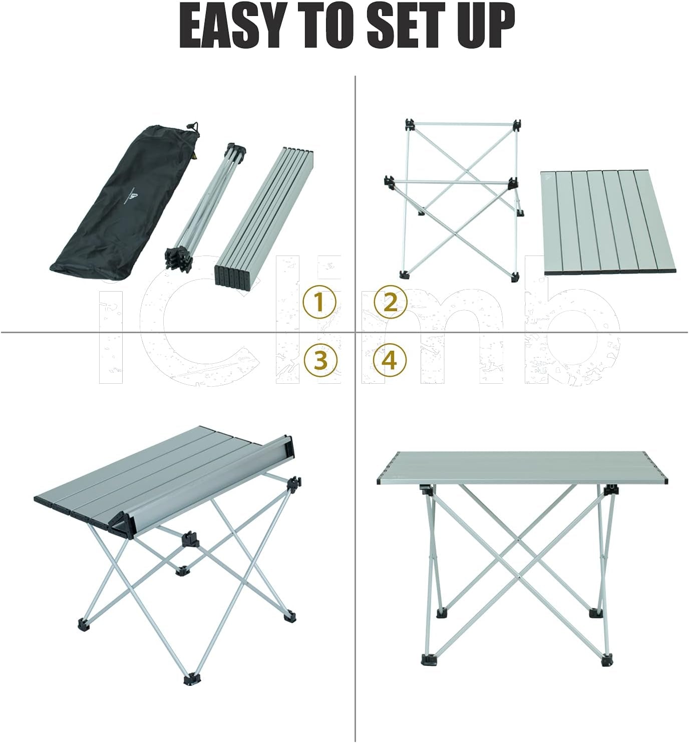 Ultralight Compact Camping Folding Table with Carry Bag (Silver - L)